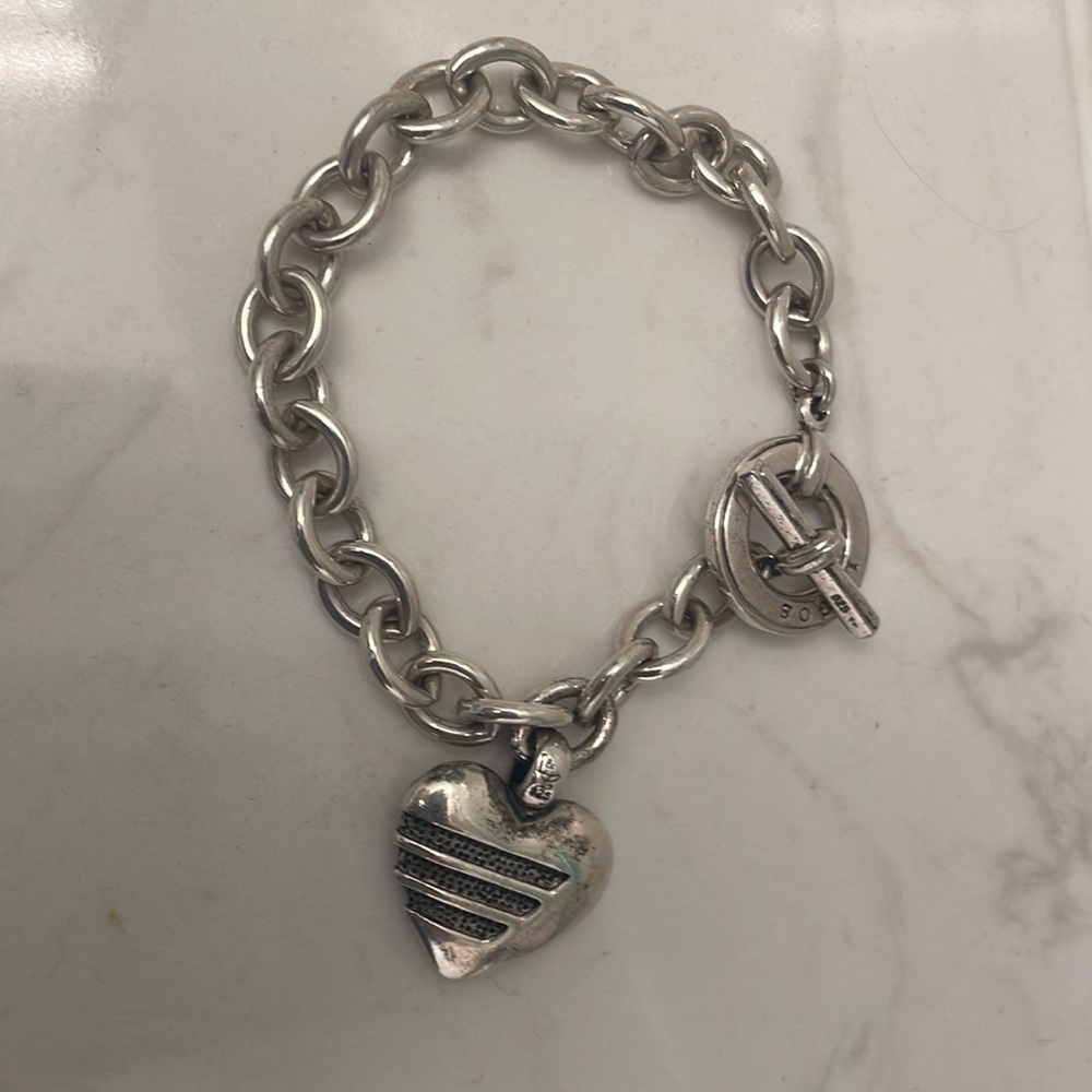 Authentic LAGOS Sterling Link Toggle Bracelet With Heart Charm - Picture 1 of 9